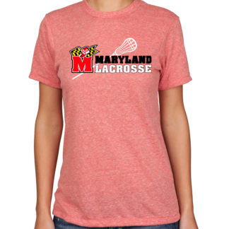 Women's Alternative Apparel Eco Heather Crew Tee Shirt Maryland Lacrosse Logo Screened Front Chest