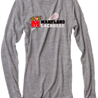 Women's Alternative Apparel Long Sleeve Eco Heather Tee - Maryland Lacrosse Logo Screened Front Chest