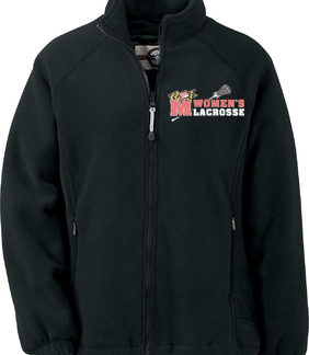 Ladies North End Black Interactive Fleece Jacket Full Zip - UMD Women’s Lacrosse logo embroidered left chest