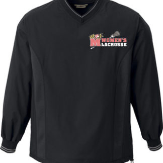 Men's North End Lightweight VNeck Black Windshirt - UMD Women’s Lacrosse logo embroidered left chest