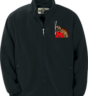 Men's Black Interactive Fleece Full Zip Jacket - UMD Men’s Lacrosse Terps Turtle Embroidered Left Chest