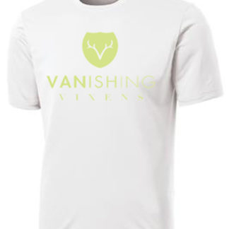 Vanishing Vixens Men's White Performance ShortsleeveTee