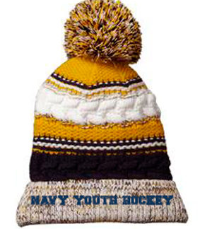 Navy Youth Hockey Pom Pom Hat